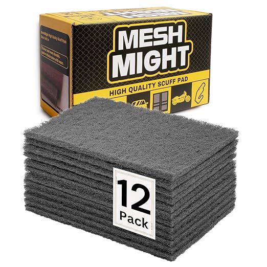12-Pack 6"x9" Non-Woven Scuff Pads - Gray P800 - Aluminum Oxide Abrasive for Scouring, Sanding, Paint Primer Prep - Automotive, Auto Body, Woodworking, Surface Preparation (Gray)