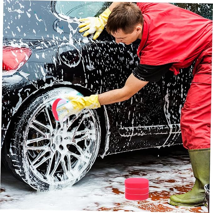 MAGICLULU 10pcs Tire Waxing Brush Kit Replaceable Car Cleaning Applicator Handle for Waxing Polishing and Interior Detailing