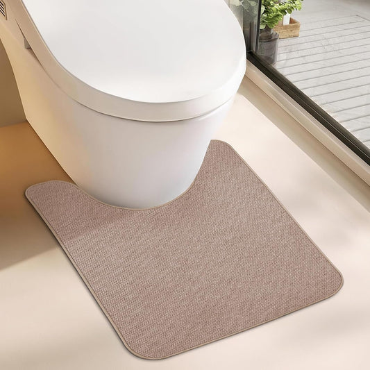 Toilet Rugs U Shaped Bathroom Rug,Machine Washable Non Slip Quick Dry Super Absorbent Ultra Thin Toilet Mats for Bathroom Toilet.Beige,1'8"x2'(20x24inch)