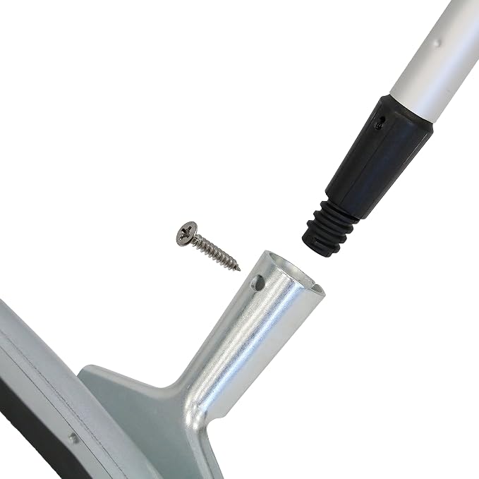 Unger Professional AquaDozer Max Kit, 36” Smooth Surface Curved Floor Squeegee and 48” Dual End Pole, Rubber Blade Scrubber and Broom for Concrete, Asphalt, and Tough Cleaning Jobs