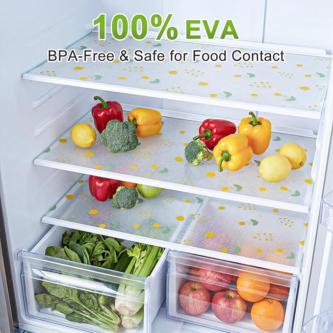 Beautysaid Shelf Liner Non Adhesive — EVA Drawer & Cabinet Liner, Waterproof Non Slip Kitchen Shelf Paper, Thick Washable Refrigerator Mat for Cabinet Shelves & Pantry, Floral, 18 in x 10 FT