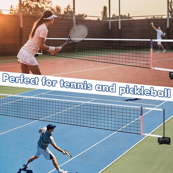 Portable Pool Volleyball Net System -4th of July Celebration Adjustable 16.5-26.5FT Length Net Includes 2 Water Volleyballs, Heavy-Duty Water-Filled Base Perfect for Pickleball, Tennis & Pool Games