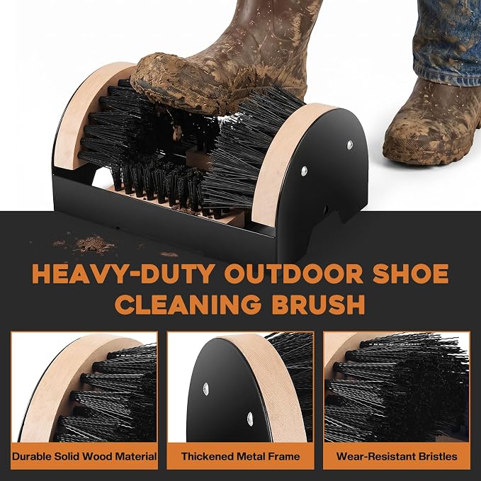 4Pcs Outdoor Heavy Duty Boot Scraper Brush Scrubber Boot Jack Shoe Scraper Brushes with Boot Hooks and Puller(Style B)