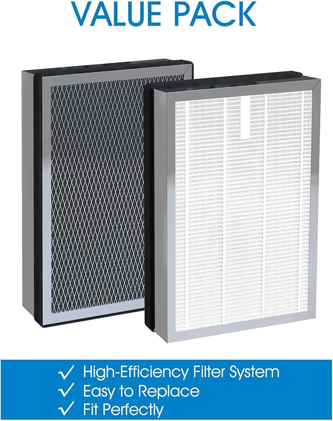 2 Pack 25 Replacement Filters Compatible with MA Series 25 B1/S1/W1 Air Purifier, 3-in-1 True Hepa and Activated Carbon Filter