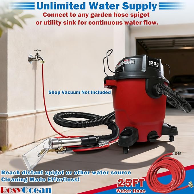 Universal Compatible with Any Brand Shop Vac Extractor Hose Kit Attachment with 2-1/2" & 1-7/8" & 1-1/4" Adapter Auto Detailing Wand Extraction Accessories for Upholstery & Carpet Cleaning