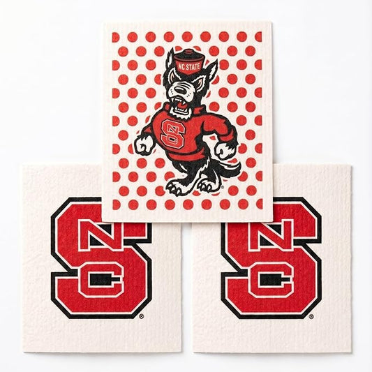 Wet-It! North Carolina State- 3 Pack Swedish Dishcloths- Reusable Kitchen Towel for Dishwashing and Home Cleaning- Eco-Friendly Alternative to Paper Towels and Wipes- Machine Washable and Dryer Safe