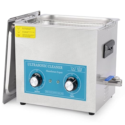 stonylab Ultrasonic Cleaning Machine, 304 Stainless Steel All-Purpose Ultrasonic Cleaner with Mechanic Control Panel of Heating and Timer for Laboratory 40kHz 110V, 10L
