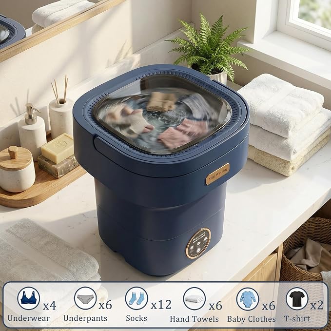 22L Mini Laundry Machine — Foldable Portable Laundry Machine and 3 Cleaning Modes for Baby Clothes,Ideal for Travel, Dorms
