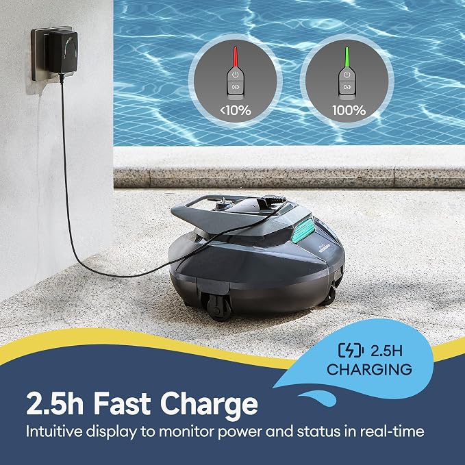 Cordless Robotic Pool Cleaner with Remote Control, Pool Vacuum for Above & In-Ground Pool with 90 Mins Runtime, Self-Parking,Fast Charging (Kelly Green)