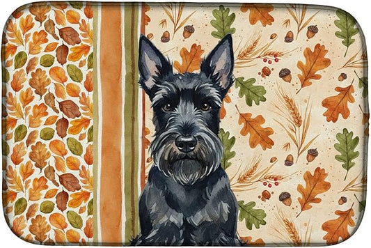 Caroline's Treasures Scottish Terrier Heirloom Fall Dish Drying Mat Absorbent Dish Drying Mat Pad for Kitchen Counter Dish Drainer Mat for Countertop, 14 x 21", Multicolor