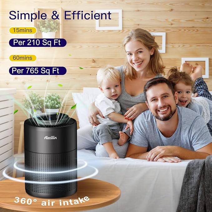 2 Pack Air Purifiers for Home Bedroom H13 True HEPA Air Filter Cleaner, Odor Eliminator, Remove Smoke Dust Pollen Pet Dander, Night Light For Home Living Room Dorm, Quiet 24dB Filtration System