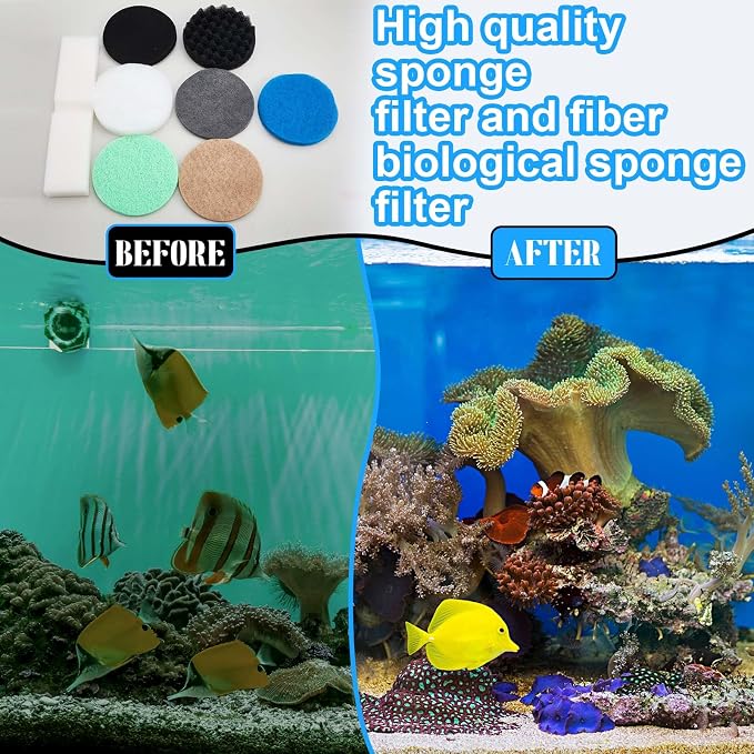 Threlaco 62 Pcs Compatible with Fluval Fx4/fx5/fx6 Replacement Filter Media, 6 Foam Block, 6 Carbon and 6 Water Polishing Pad, 4 Bio-sponge 6 Filter Pad, 6 Carbon, 18 Nitrite/phosphate/ammonia Remover