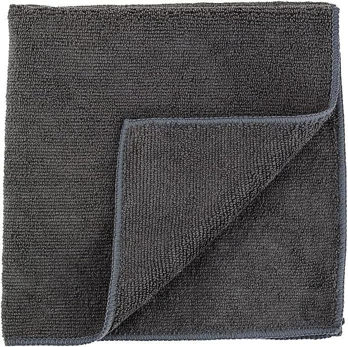 Restaurantware Clean Tek Professional 16 x 16 Inch Cleaning Cloths 100 Lint Free Microfiber Towels - Highly Absorbent Non Abrasive Gray Microfiber Cleaning Rags Reusable For All Purpose Use