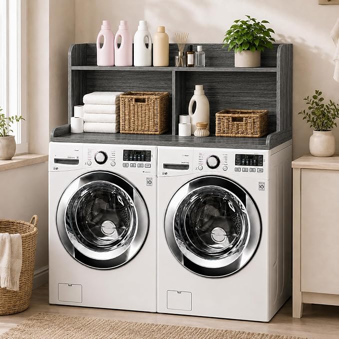 Royxen Laundry Countertop with 20“ Shelf Universal Fit, Washer and Dryer Countertop with Storage Space, Eucalyptus