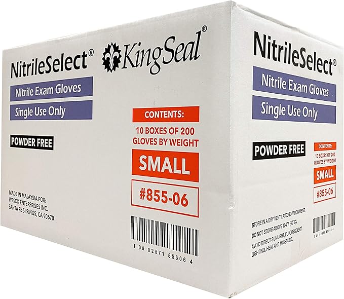 KingSeal NitrileSelect Exam Gloves, Medical Grade, Powder Free, 3 MIL Thickness, Violet Blue, Chemo Drug & Fentanyl Tested