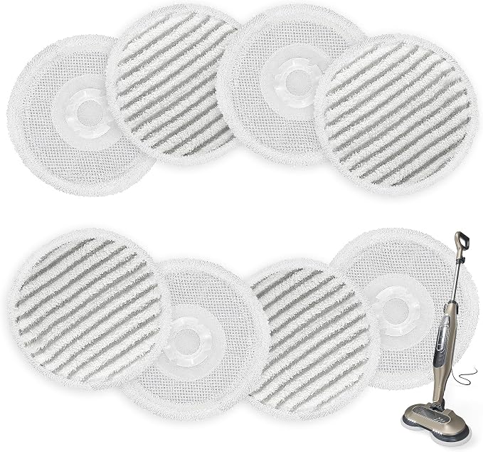 AIR U+ 8 Pack Replacement Steam Mop Pads for Shark S8201 S8001 S7001 S7201 S7000AMZ S7000 S7005 S7020 S7001C Steam Mop, Steam & Scrub All-in-One Scrubbing and Sanitizing, Dirt Grip Scrub Washable Pad
