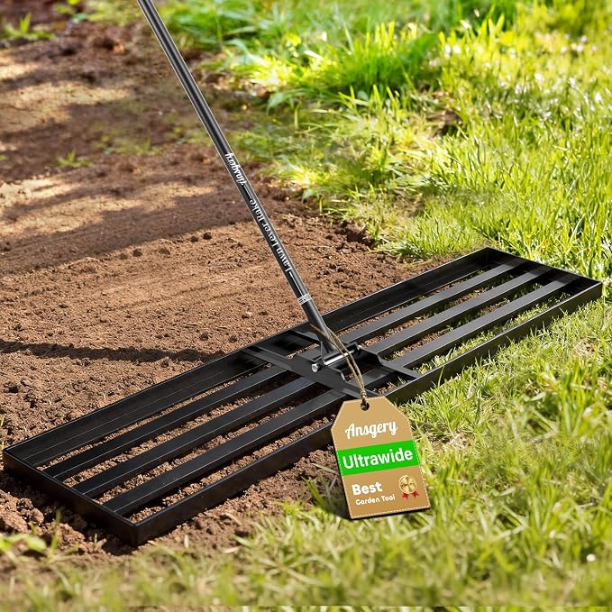 48X12 inch Lawn Leveling Rake,Leveling Rake 78" Long Handle, Yard Level Rake,Heavy Duty Leveling Rakes Suit for Garden,Golf Lawn and Farm,Effort Saving Tool for Soil Grass Golf Field