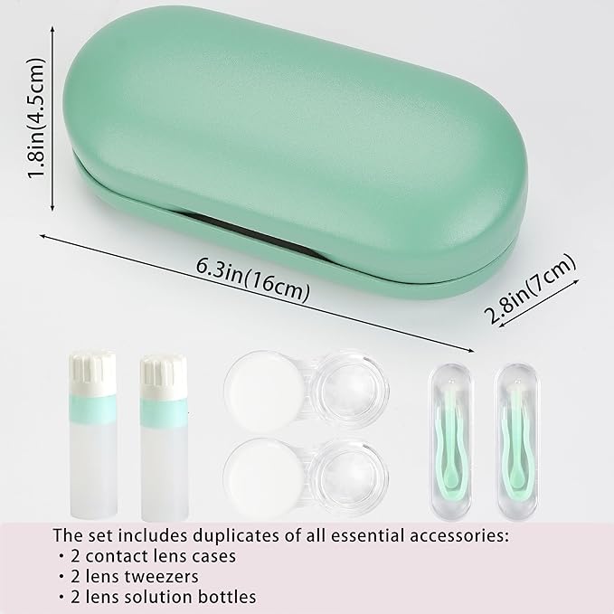 Lasiyanor 2 in 1 Eyeglass Case Portable Double Sided Contact Lens Box Multifunction With Tool for Travel Daily Outdoor