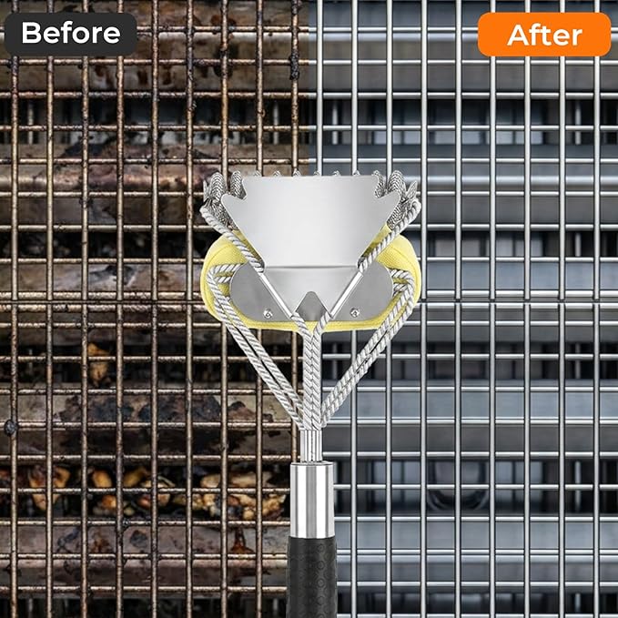 Bristle Free Grill Brush, 3 in 1 Steam Cleaner Brush with Extra Replacement Head, Heavy Duty BBQ Grill Brush for Outdoor Grill
