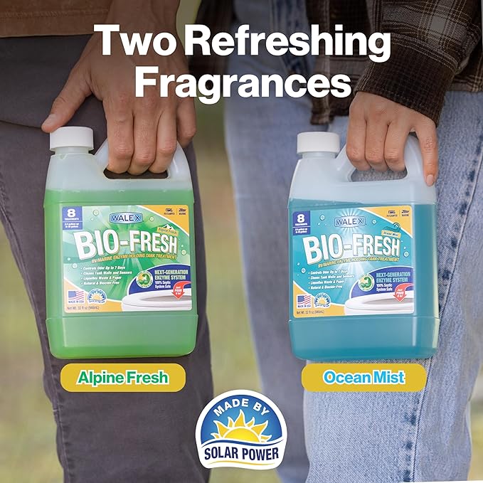 Walex Bio-Fresh Liquid Enzyme Holding Tank Treatment for RV, Camper & Marine - Black Water Tank Deodorizer, Liquifies Waste & Toilet Paper, Septic Tank Safe, Biocide-Free, Ocean Mist, 1 Gallon