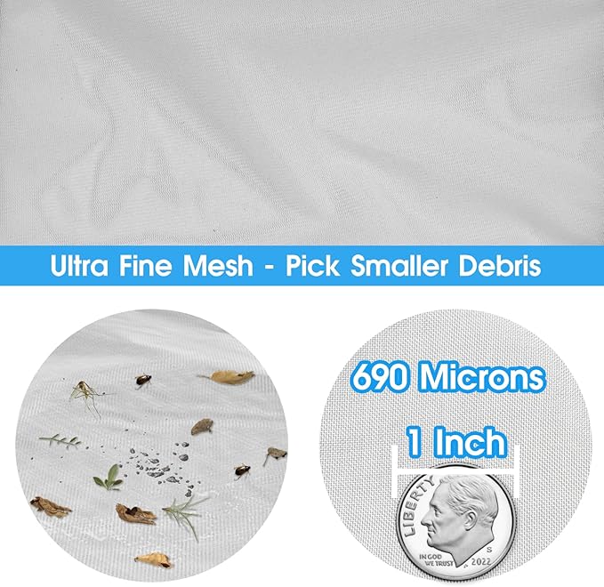 TidyMister 20'' 2-in-1 Heavy Duty Round Pool Brush with Fine Mesh Skimmer Net and 6 FT Poles