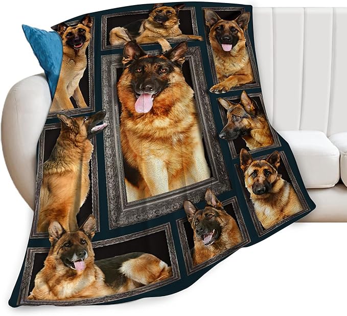 German Shepherd Dog Blanket - Cute Gifts & Decor, Soft Warm Fleece Throw for Girls, Women, Kids & Adults, 60"x50"