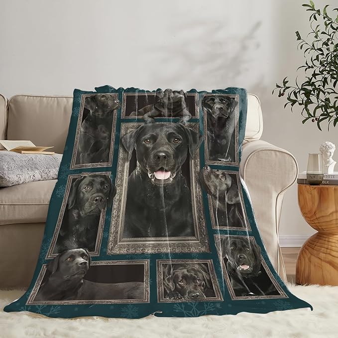 Tijuboni Labrador Retriever Throw Blanket Dog Gifts for Girls Boys Women Men Kids Adults Soft Flannel Fleece Blanket for Couch Sofa Bed Home Decor 50"x60"