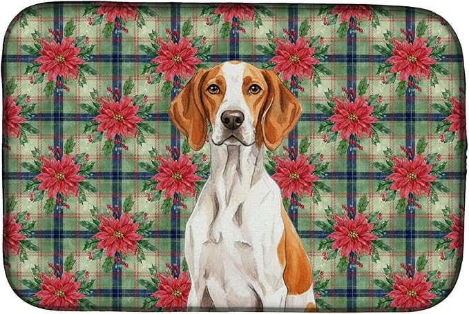 Caroline's Treasures Orange and White Pointer Christmas PoinsettIas Dish Drying Mat Absorbent Dish Drying Mat Pad for Kitchen Counter Dish Drainer Mat for Countertop, 14 x 21", Multicolor