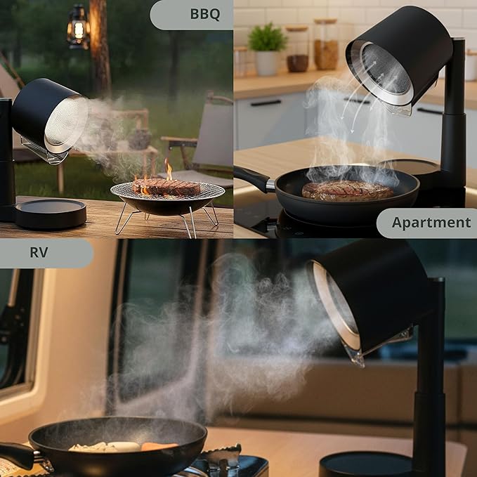 Portable Range Hood - Desktop Kitchen Exhaust Fan Extractor, Ductless Mini Smoke Airhood for Indoor Cooking, RV Camper Cooktop Absorber, Air Vent Filter System, 3-Speed Smokeless Fans
