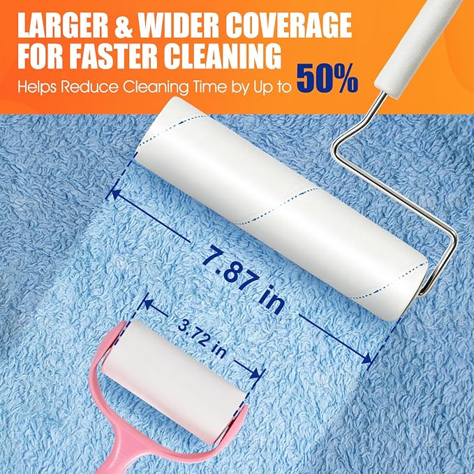 WilaWindy Long Handle Pet Hair Lint Roller, 450 Sheets, 5 Rolls