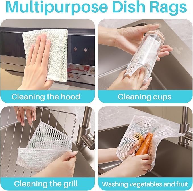 JOYMOOP 8 Pack Non Scratch Wire Dishcloths for Kitchen, 2 Sided Dish Towels, Reusable Cleaning Rags, Dish Cloths for Washing Dishes and Dish Rags for Washing Dishes, Quick Dry, 10" x 10"
