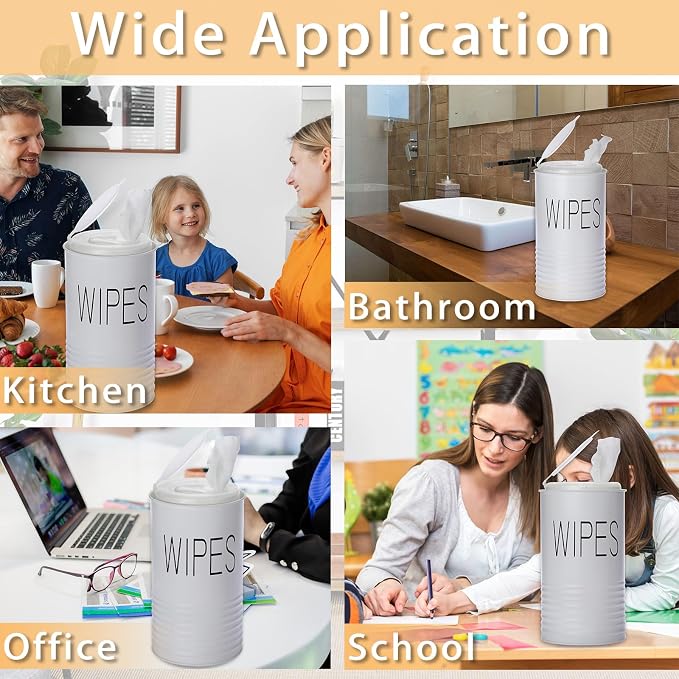 Kokone Wipes Dispenser Farmhouse Wipes Container with Matte Finish Compatible for Clorox Lysol Sturdy Galvanized Iron Wipes Holder for Kitchen,Bathroom,Office,School Table Countertop,White