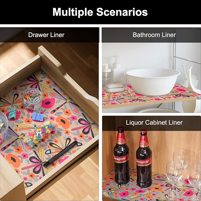 Cooyes Shelf Liner – Non-Slip Cabinet & Drawer Liner for Kitchen – Non-Adhesive Waterproof Shelf Paper with Modern Pattern – Durable EVA Cabinet Mat – Easy to Cut (Amethyst,11.8" W x 360" L)