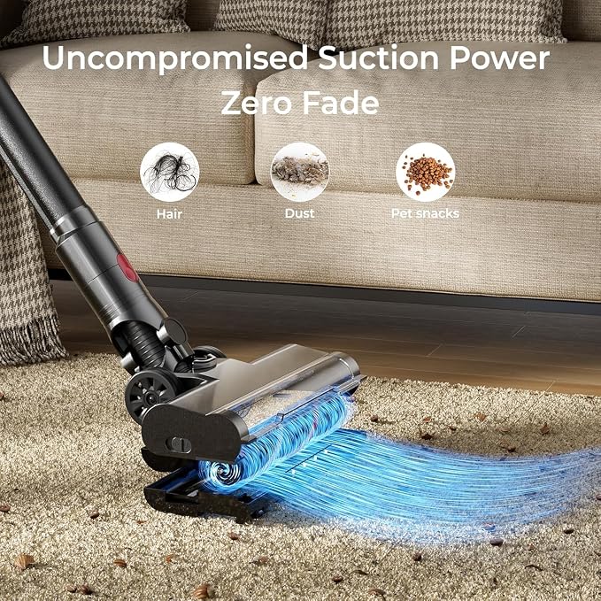RONEAIR Cordless Vacuum Cleaner, 50KPa Powerful Suction Stick Vacuum Cordless with Anti-Tangle Brush, Lightweight Rechargeable Handheld Vacuum for Hardwood Floor Carpet Car Home