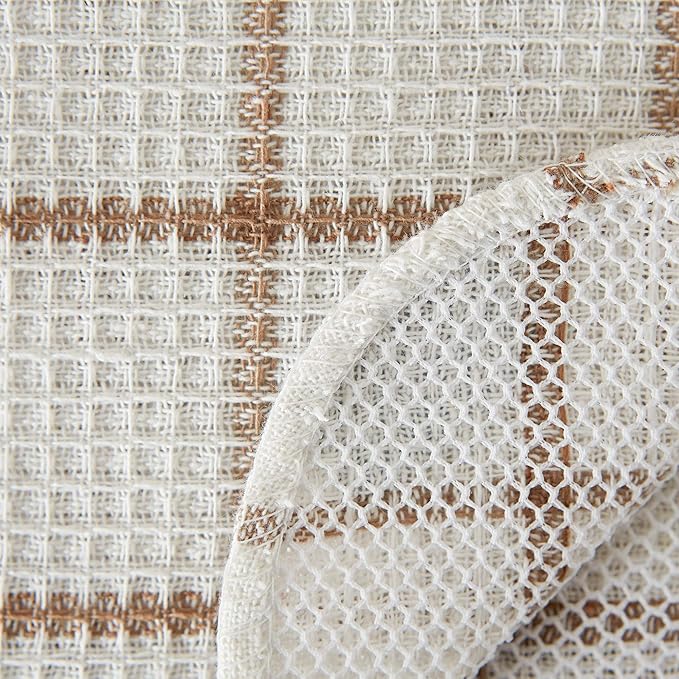 DII Scrubber Dishcloths Collection Windowpane Dishrag Set, 12x12, White/Stone Stripe, 6 Piece
