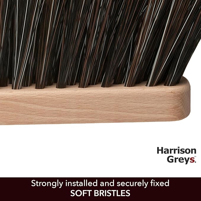 Set of 14.2" & 11.2" Medium-Soft + 14.2" & 11.2" Soft Bristles Hand Brooms, Wooden Handles - Ideal for Professional and Domestic Use, Dusting, Sweeping, and Shop Cleaning