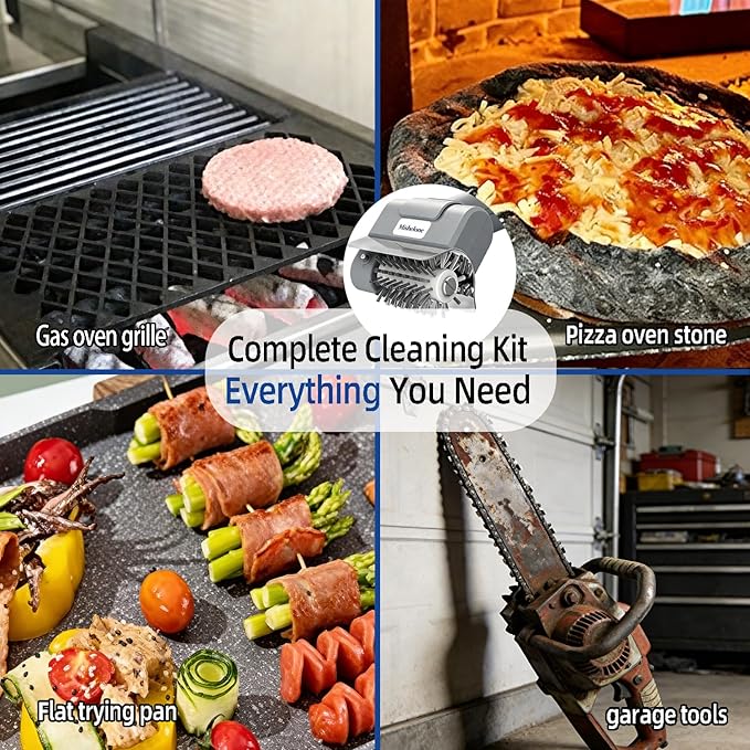 Electric Grill Brush - Cordless Rechargeable Automatic Electric Grill Cleaner with Stainless Steel Bristles & Electric BBQ Grill Brush for Outdoor Grills