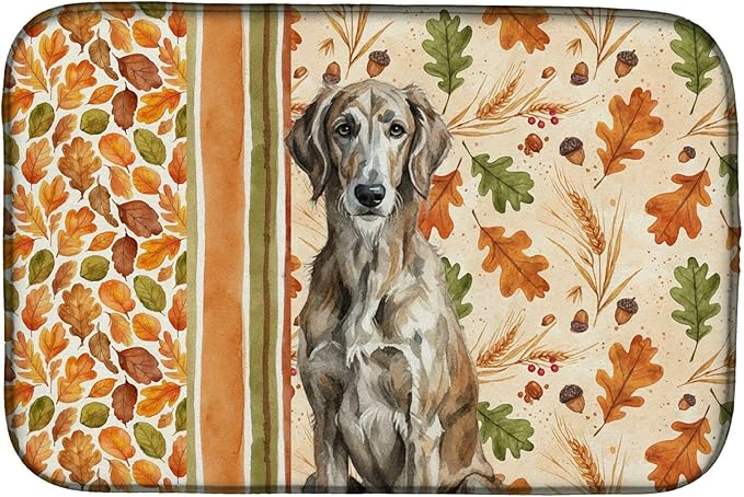Caroline's Treasures Brindle Scottish Deerhound Heirloom Fall Dish Drying Mat Absorbent Dish Drying Mat Pad for Kitchen Counter Dish Drainer Mat for Countertop, 14 x 21", Multicolor
