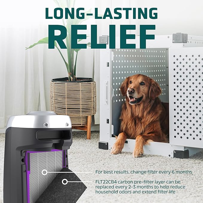 GermGuardian Pet Pure HEPA Genuine Air Purifier Filter B, Removes 99.97% of Pollutants for AC4825, AC4820, AC4850, AC4870, CDAP4500, AC4900, AC4300, AP2200, 2- Pack, Black/Purple, FLT4850PT2PK