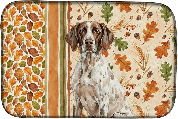 Caroline's Treasures German Shorthaired Pointer Heirloom Fall Dish Drying Mat Absorbent Dish Drying Mat Pad for Kitchen Counter Dish Drainer Mat for Countertop, 14 x 21", Multicolor