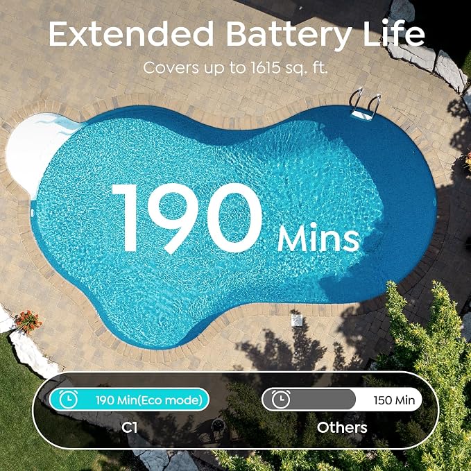 (2026 NEW) Brinbo Pool Cleaner Robot with Multi Cleaning Modes, Wall Climbing, Waterline Scrubbing, 2.5H Fast Charging, Tripe-Motor Strong Suction, C1 Pool Vacuum for Inground Pools, Frosted Gray Blue