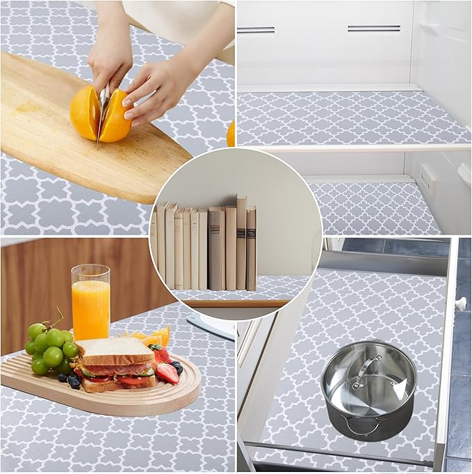 Shelf Liner 11 Inch Wide X 20 Ft Non Adhesive Cabinet Drawer Liner Non Slip Waterproof Pantry Shelves Mat for Refrigerator Closet Cupboard Kitchen Bathroom