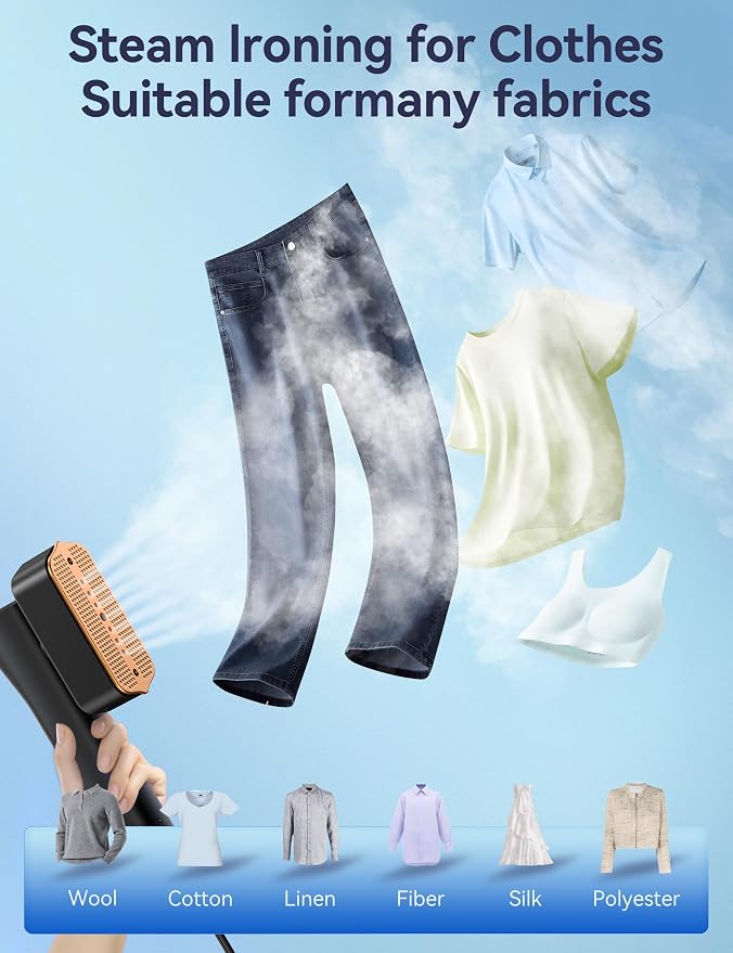 Steamer for Clothes,Sundu Portable 2-in-1 Travel Steamer&Iron,15s Fast Heat-up,100ml Water Tank,Ironing Gloves,25 Min Continuous Steam,1000W&4 Modes Light Steam Iron for Travel&Home(Black