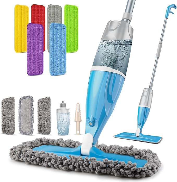 EXEGO Dust Mop Wet Mop with 9 Washable Pads