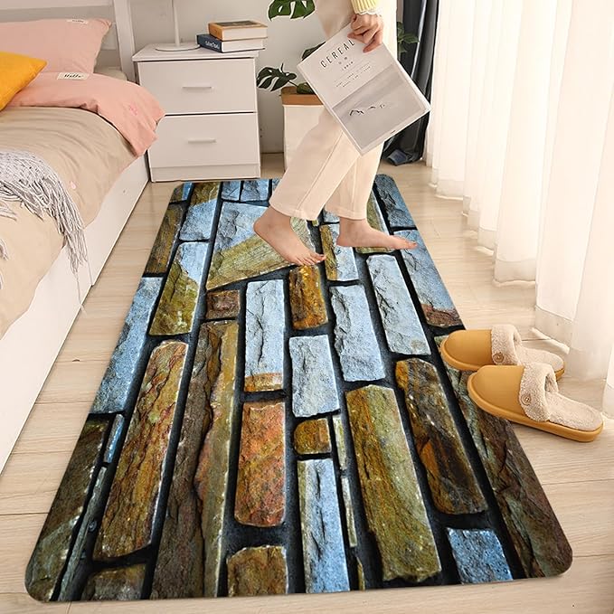 WODEJIA Non-Skid Low Pile Sponge Foam Door Entry Rug for Bathroom Mat,Separate Tub Shower Skid Proof Rugs, Home 3D Optical Illusion Rug Non Slip Bath Mats Welcome Mat 47 x 18 inches