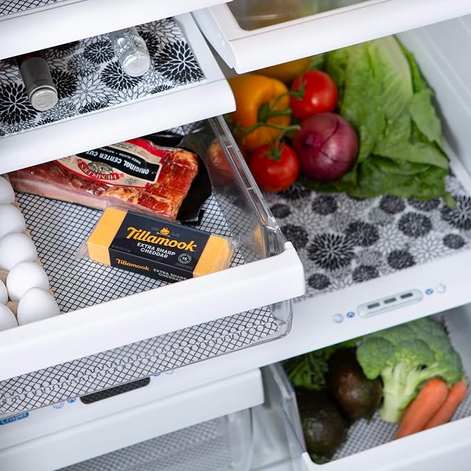 DII Fridge Liner Collection Non-Adhesive, Cut to Fit, 12x24, Black Dahlia, 6 Piece