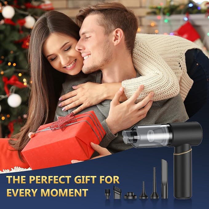 BSRCO Car Vacuum Portable Cordless, 15000Pa Brushless Mini Handheld Vacuum Cordless, 0.6lbs Ultra-Lightweight Air Duster & Vacuum Pump for Car Detailing, Keyboard, Home, Type-C