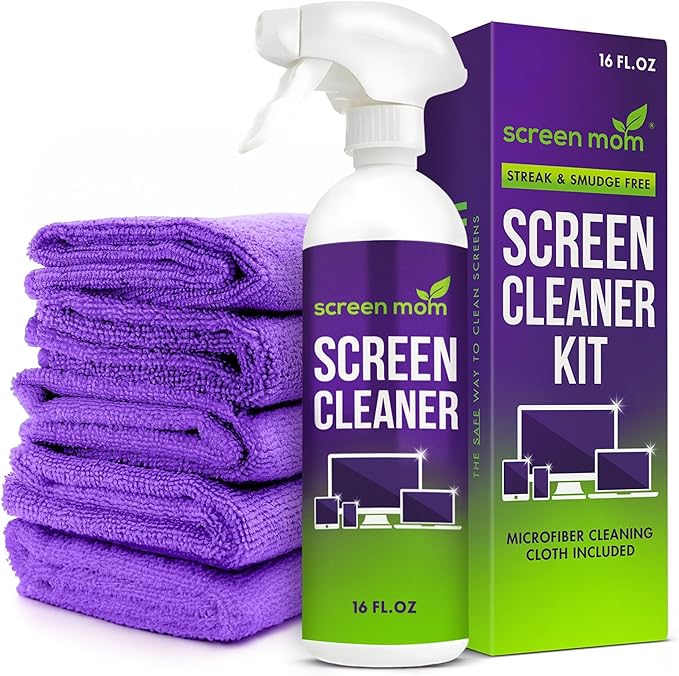 Screen Cleaner Spray and Wipe Kit 16oz and 4 Pack Microfiber Towel Bundle - Electronics Cleaner Spray TV Screen Cleaner for Smart TV Computer, Phone, iPad Laptop Screen Cleaner Car Screen Cleaning Kit