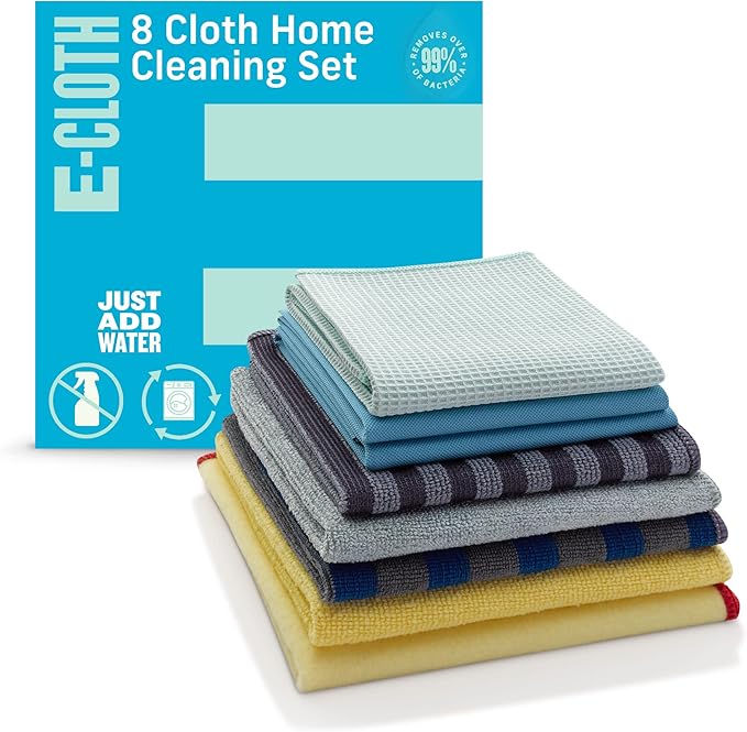 E-Cloth Home Cleaning Set with Microfiber Cleaning Cloths for Cars & Microfiber Cleaning Cloth Glass Cleaner Kit - Microfiber Towel Cleaning Kit for Cars, Large
