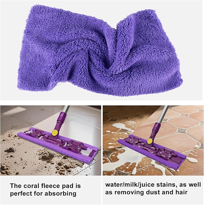 ITTAR Microfiber Floor Mop with 5 Reusable Cloth Pads, Professional Dust Mops with 57" Stainsless Steel Telescopic Handle, Wet Dry Flat Mop for Cleaning Hardwood Floor, Laminate, Tile, Vinyl, Pet Hair